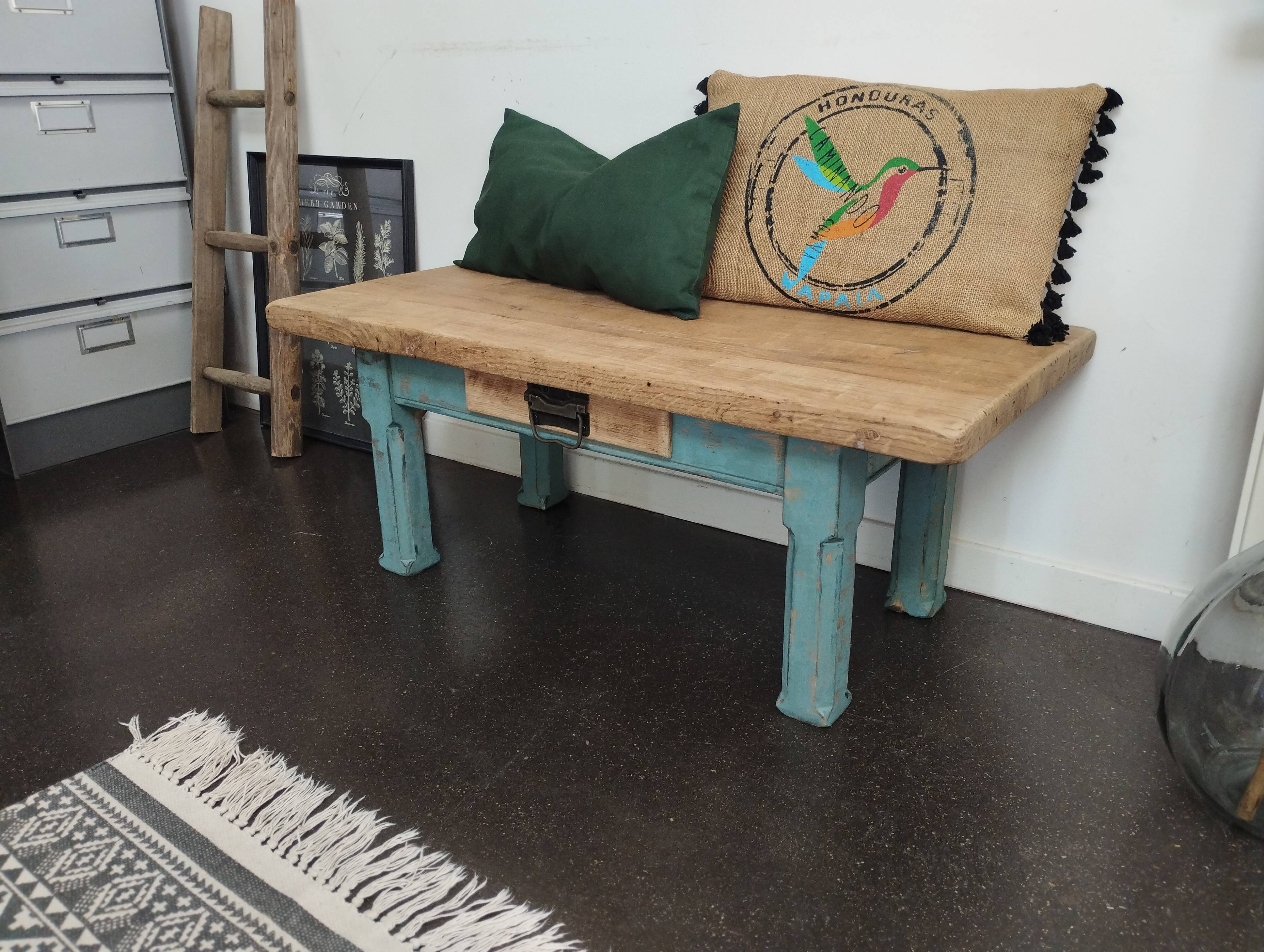 Small solid wood bench/coffee table