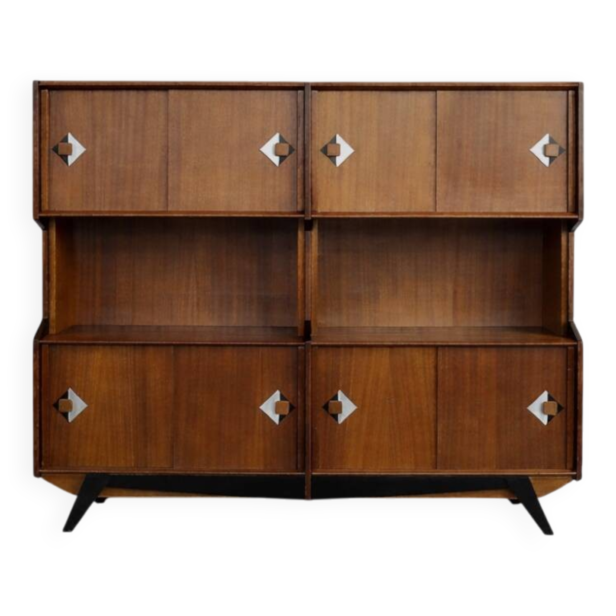 Vintage Mid-Century Danish Modern Teak Sideboard with Hand-Painted Pattern