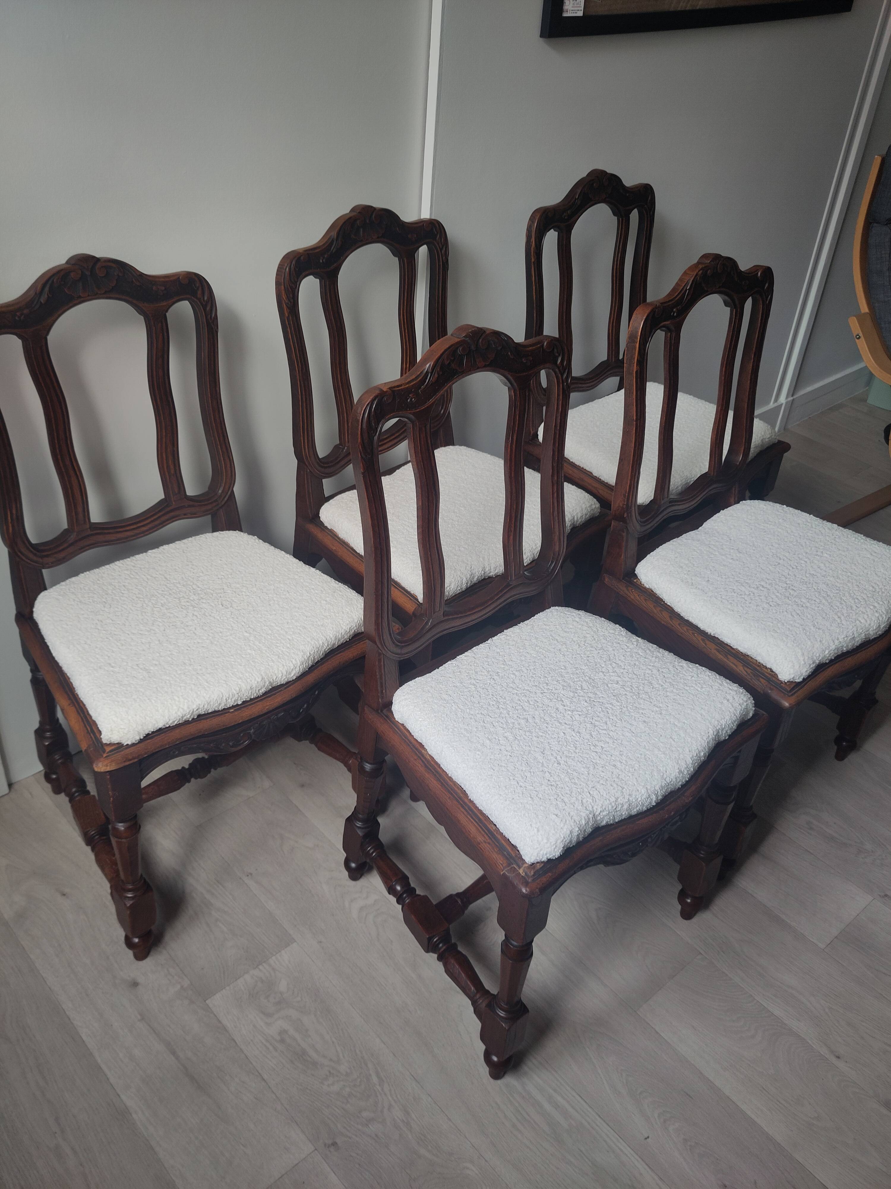 5 chaises style Louis XV rénovées