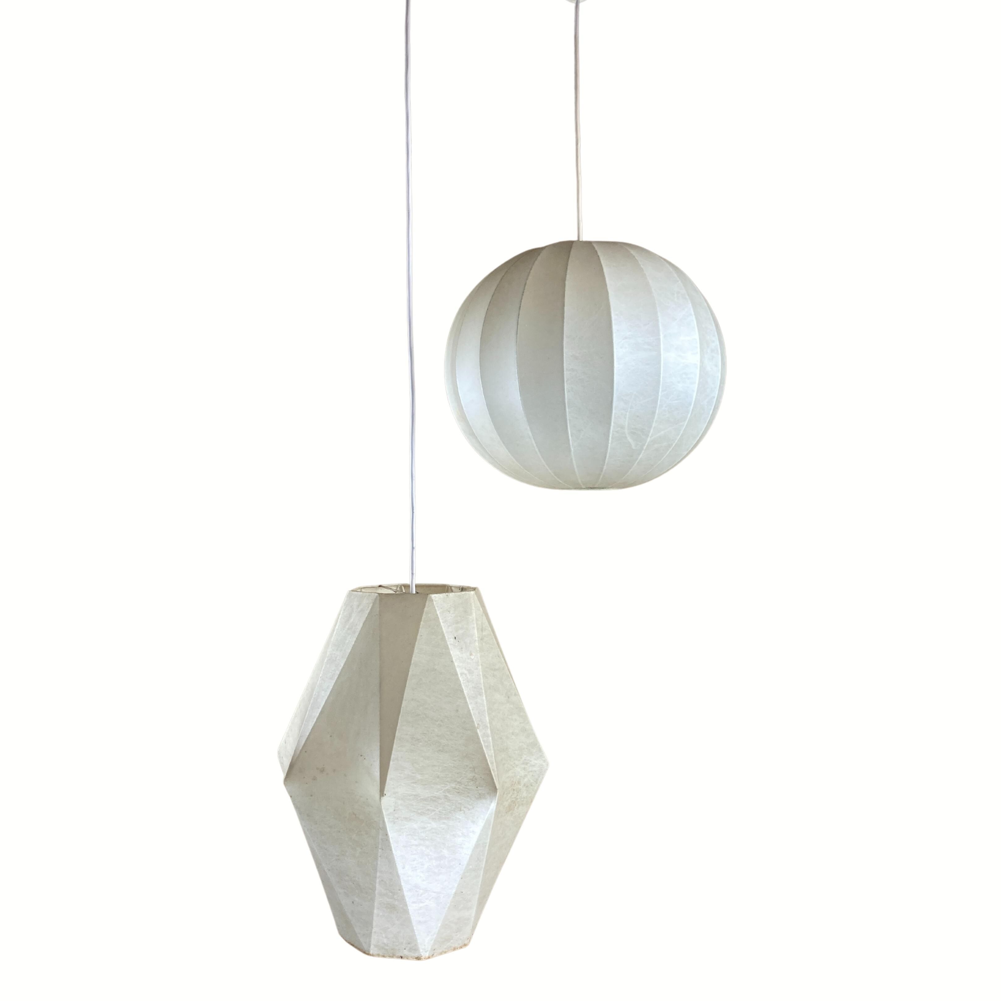 Pair space age cocoon hanging lamps, Germany 1960s