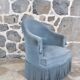 Blue velvet toad armchair