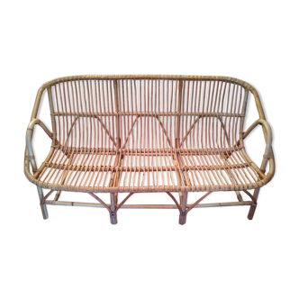 Banquette rotin vintage