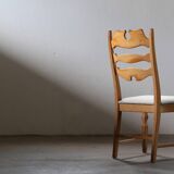 Set of 6 vintage Danish oak razorblade highback chairs by H. Kjærnulf, 1960s