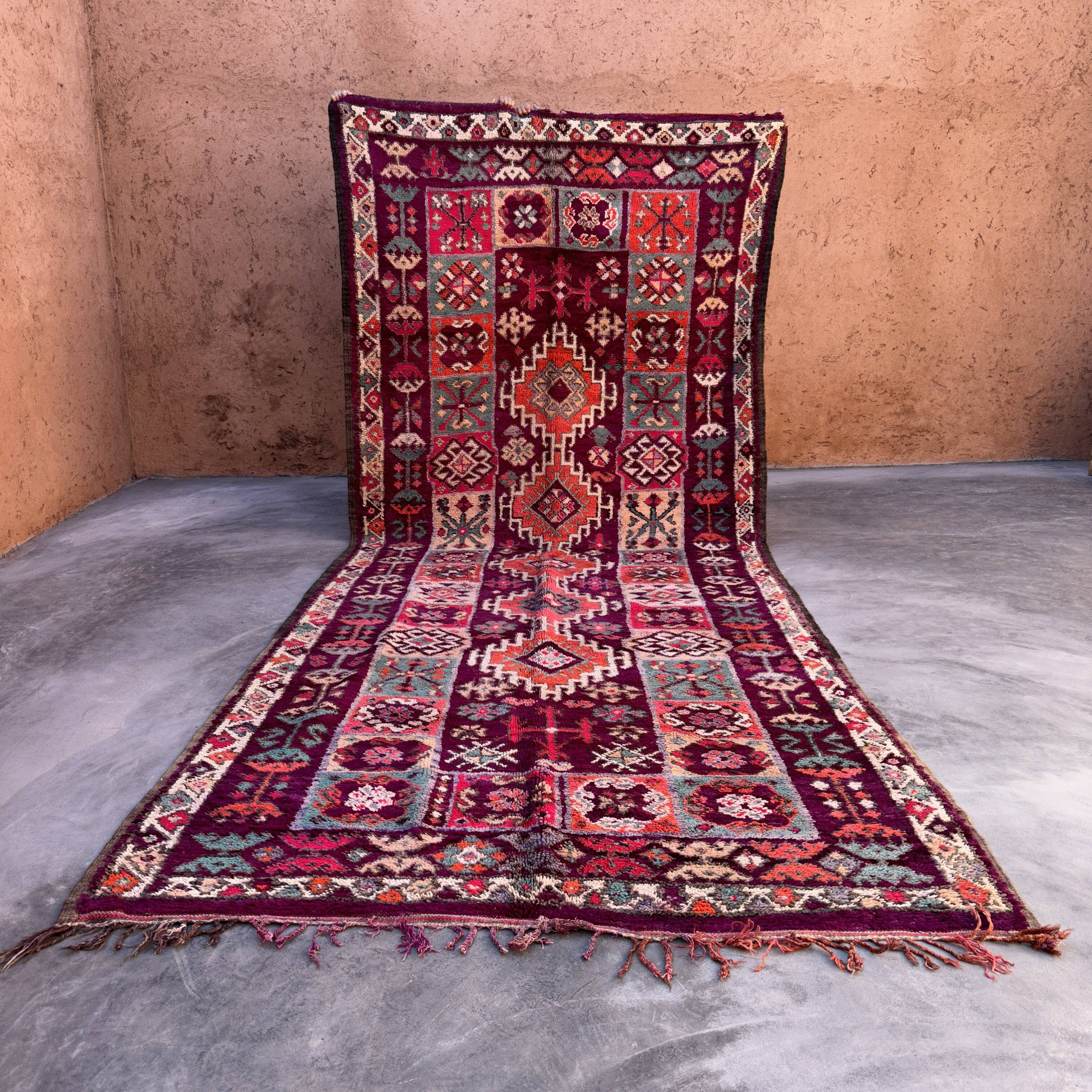 Tapis Marocain  Boujad violet - 208 x 500 cm