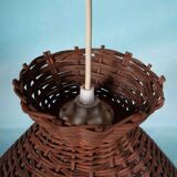 Bohemian suspension from the sixties, woven vintage lampshade.