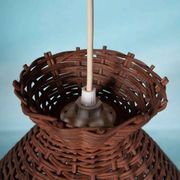 Bohemian suspension from the sixties, woven vintage lampshade.