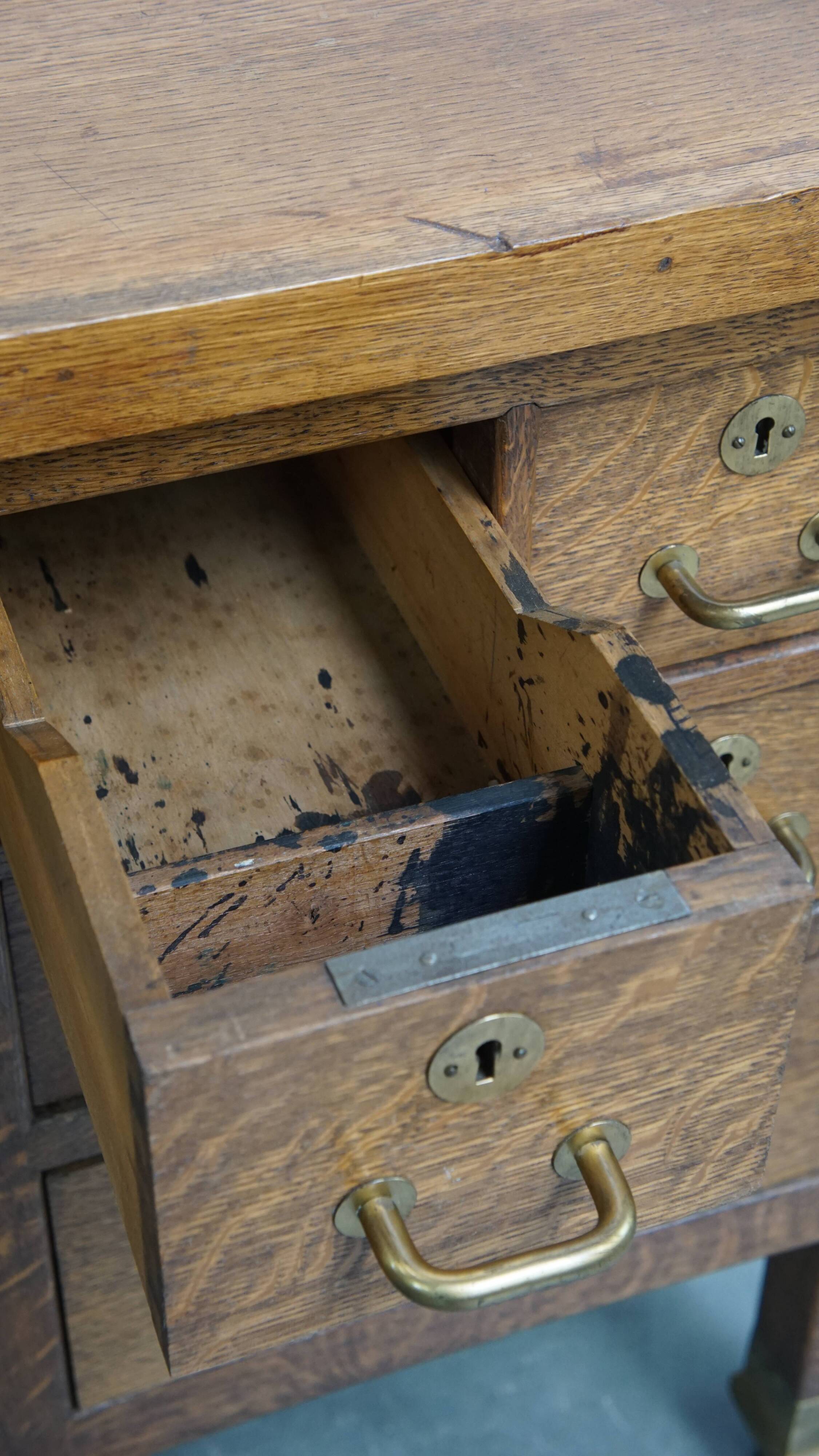 Bureau Art Déco ancien du début du XXe siècle, en chêne