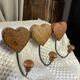 Wall-mounted coat rack, wooden hearts