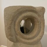 Limestone owl lamp, Albert Tormos, France, 1970s