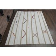 White Brown Antique Handmade Wool Kilim Rug 190x251