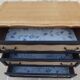 Solid wood 3 drawer chest of drawers in natural and black wood with drawer