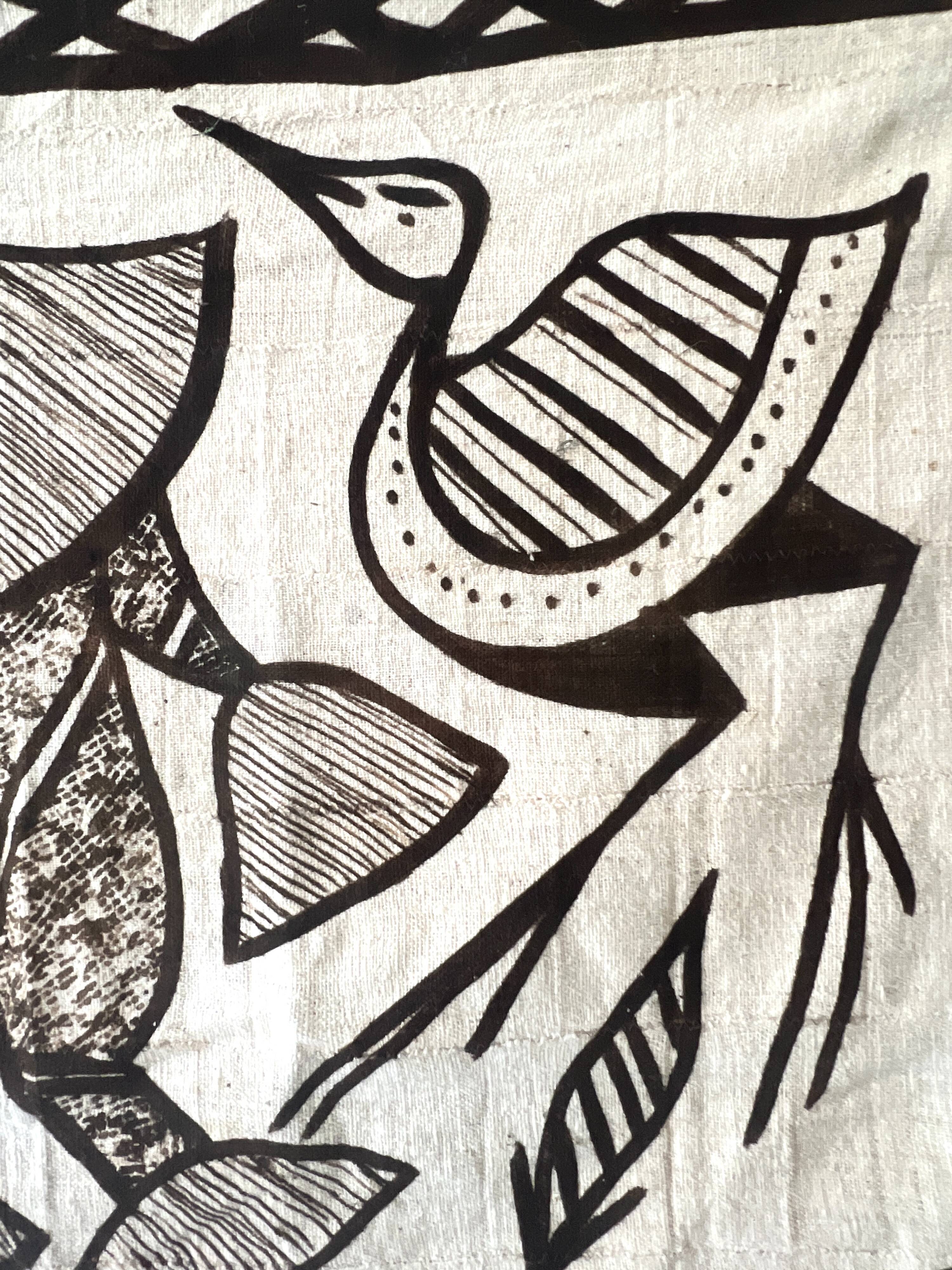 Grande tapisserie vintage de Korhogo — Sénoufo, Côte d'Ivoire