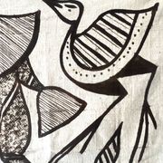 Grande tapisserie vintage de Korhogo — Sénoufo, Côte d'Ivoire