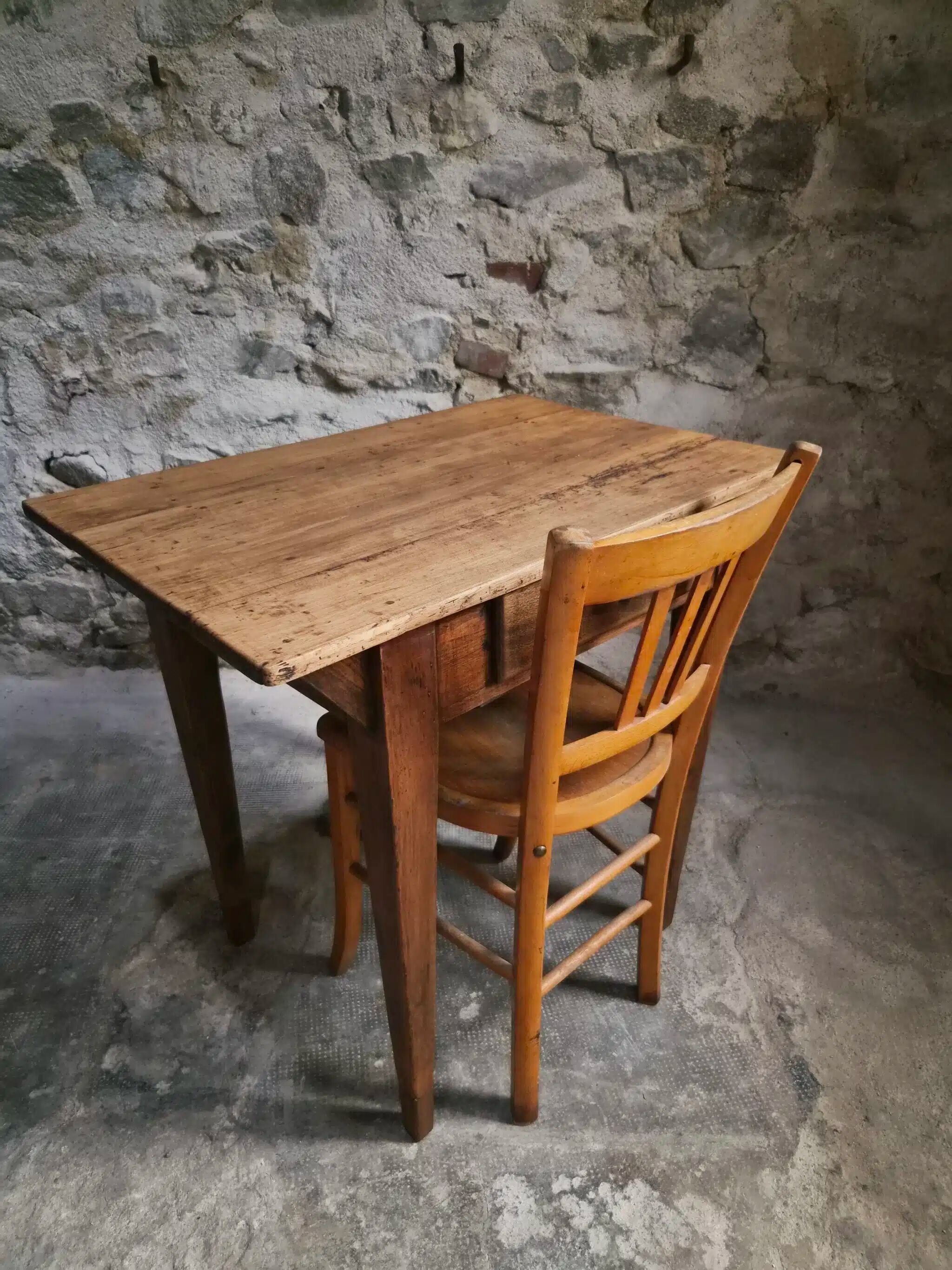 Compact French work table with bistro chair | Table circa 1900 | Chair circa 1950