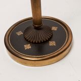 Ashtray on feet 60s gold, glass and leather