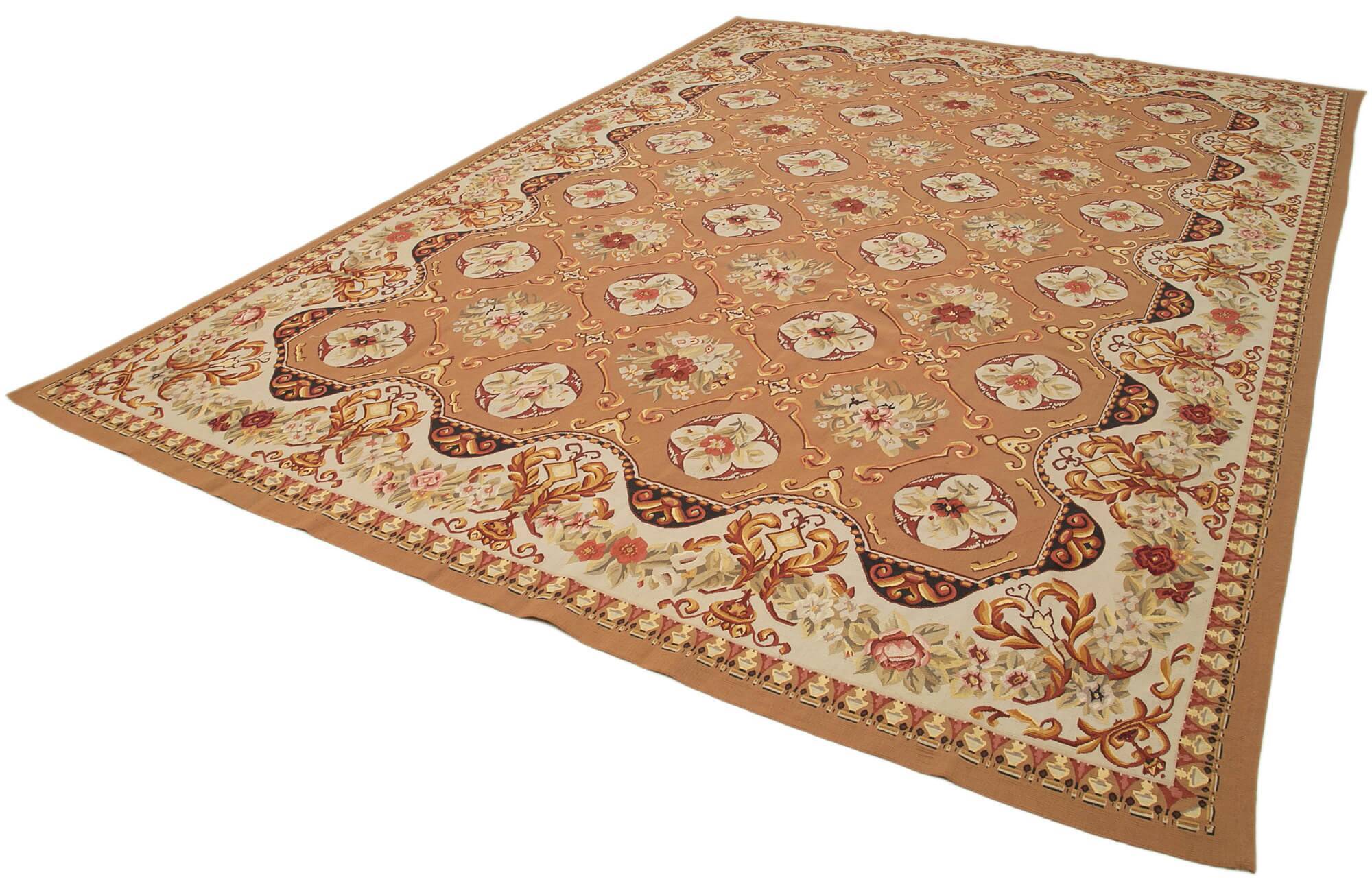 Handmade European Vintage Aubusson Kilim 300 cm x 430 cm