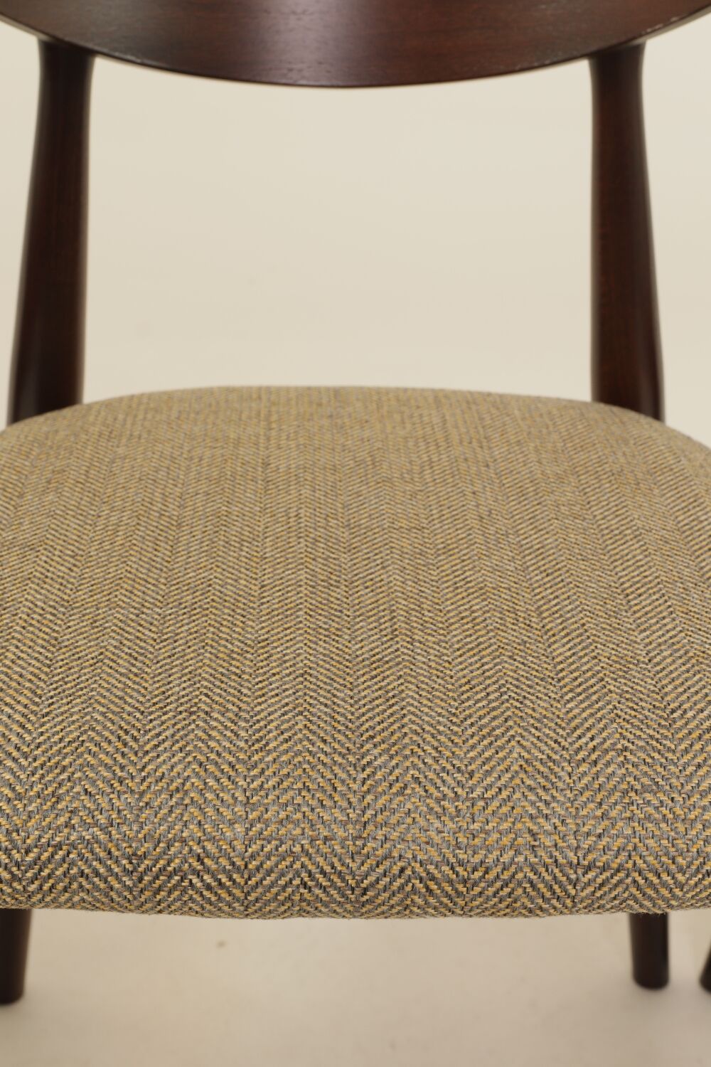 Set of 4 Modern Beech Wood Dining Chair, Herringbone yellow fabric