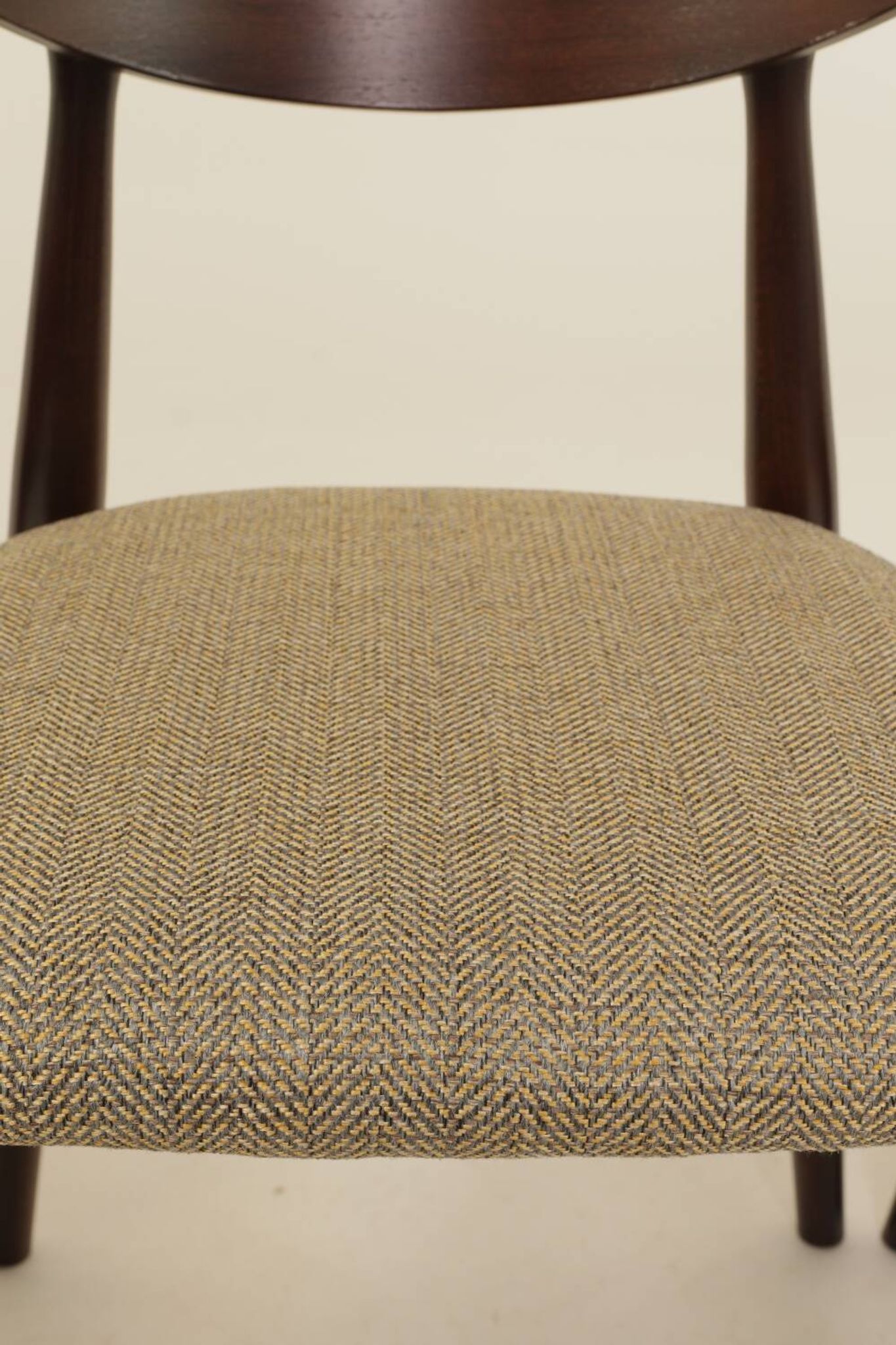 Set of 4 Modern Beech Wood Dining Chair, Herringbone yellow fabric