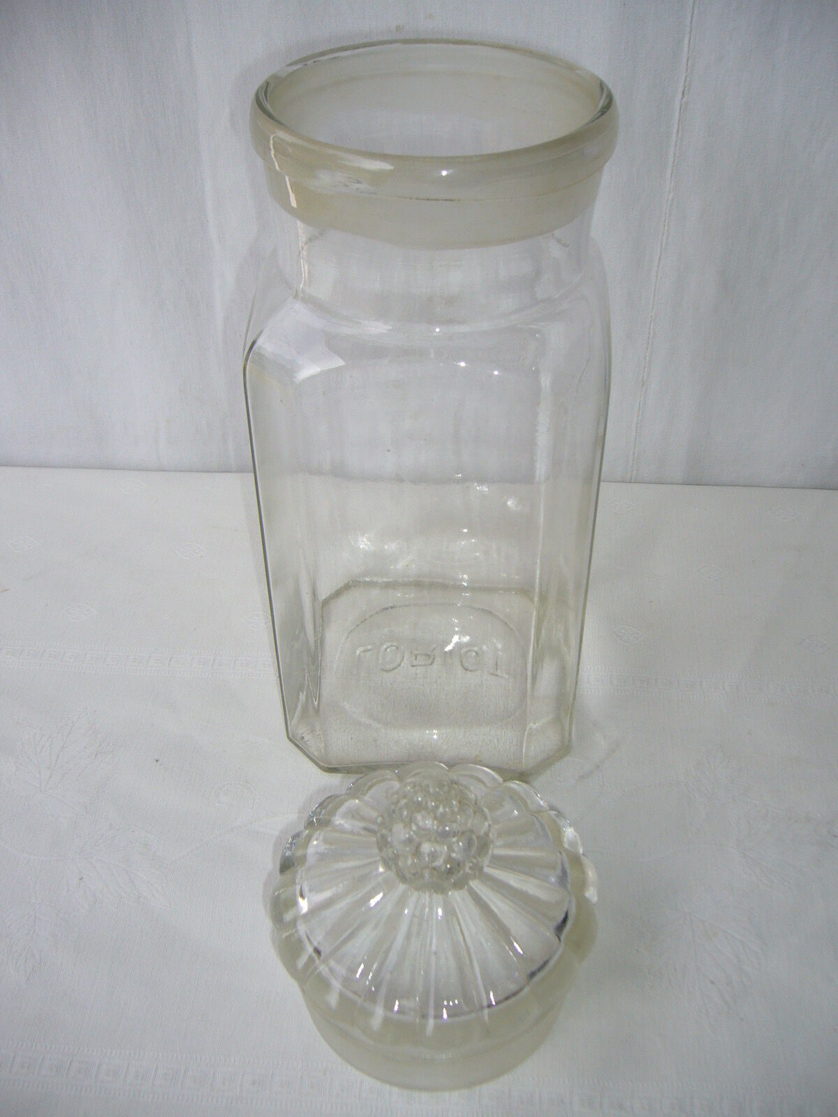 Old glass jar candy jar