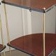 Pair of vintage corner shelves in wood and gold metal, 1960s