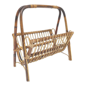 Vintage rattan magazine holder