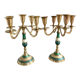 Pair of candlesticks brass and mother-of-pearl candlesticks