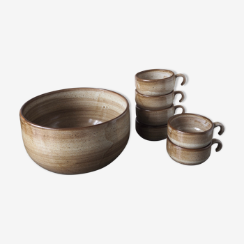 Salad bowl and 6 cups Niderviller