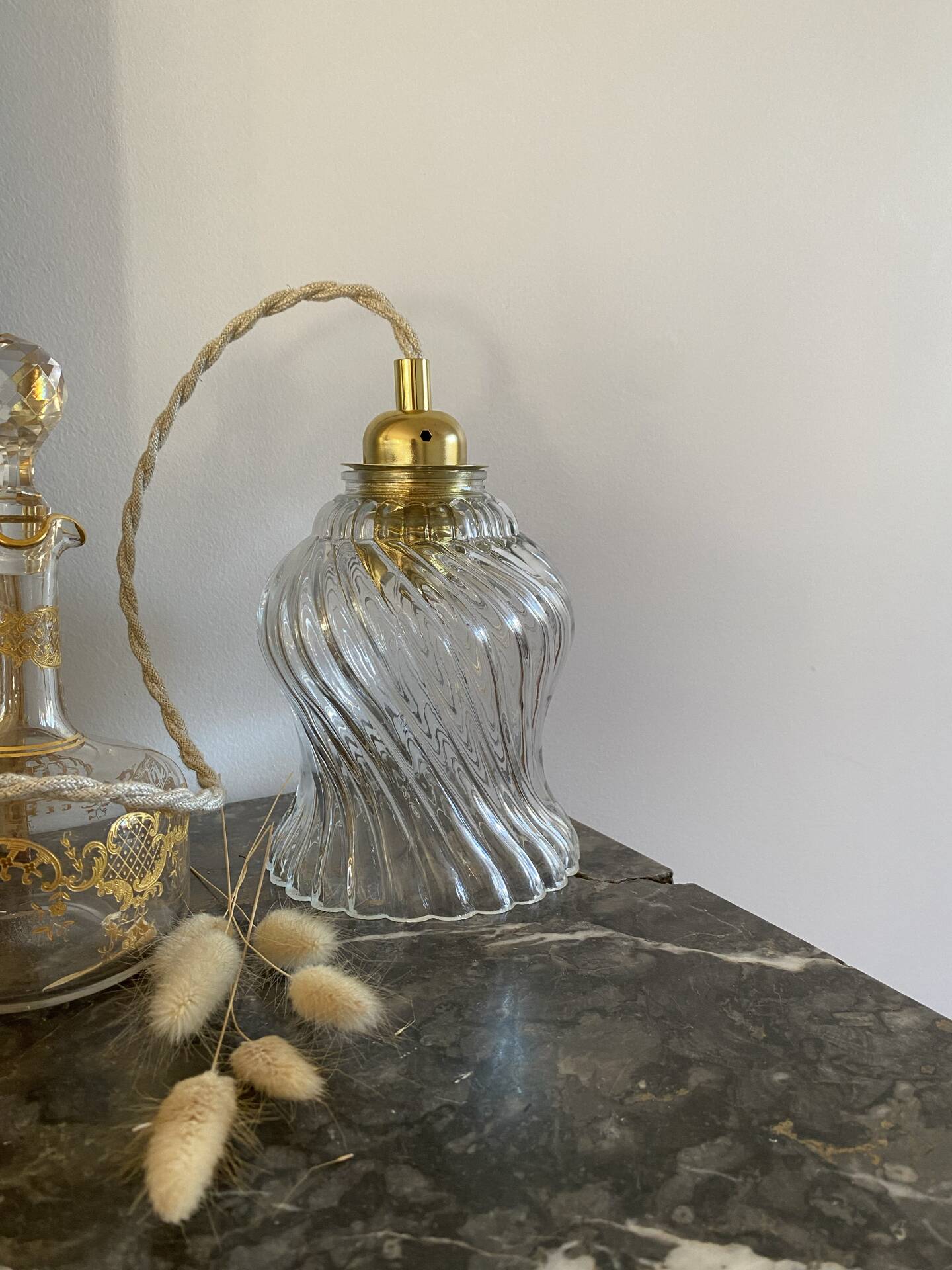 Vintage glass globe lamp
