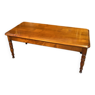 Table basse de salon en merisier massif à 2 tiroirs