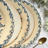 4 Gien Thistle ironstone plates + 4 small mismatched Tulowice stoneware plates