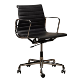 Charles & Ray Eames EA117 Office Chair in Black Leather and Chrome, Vitra