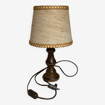 Burlap wooden table lamp
