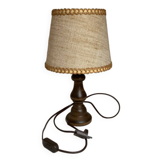 Burlap wooden table lamp