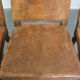Set of 4 antique wooden and sheepskin leather dining chairs