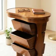 RARE Vintage 1960 Haricot Table — Marquetry & Rotating Storage