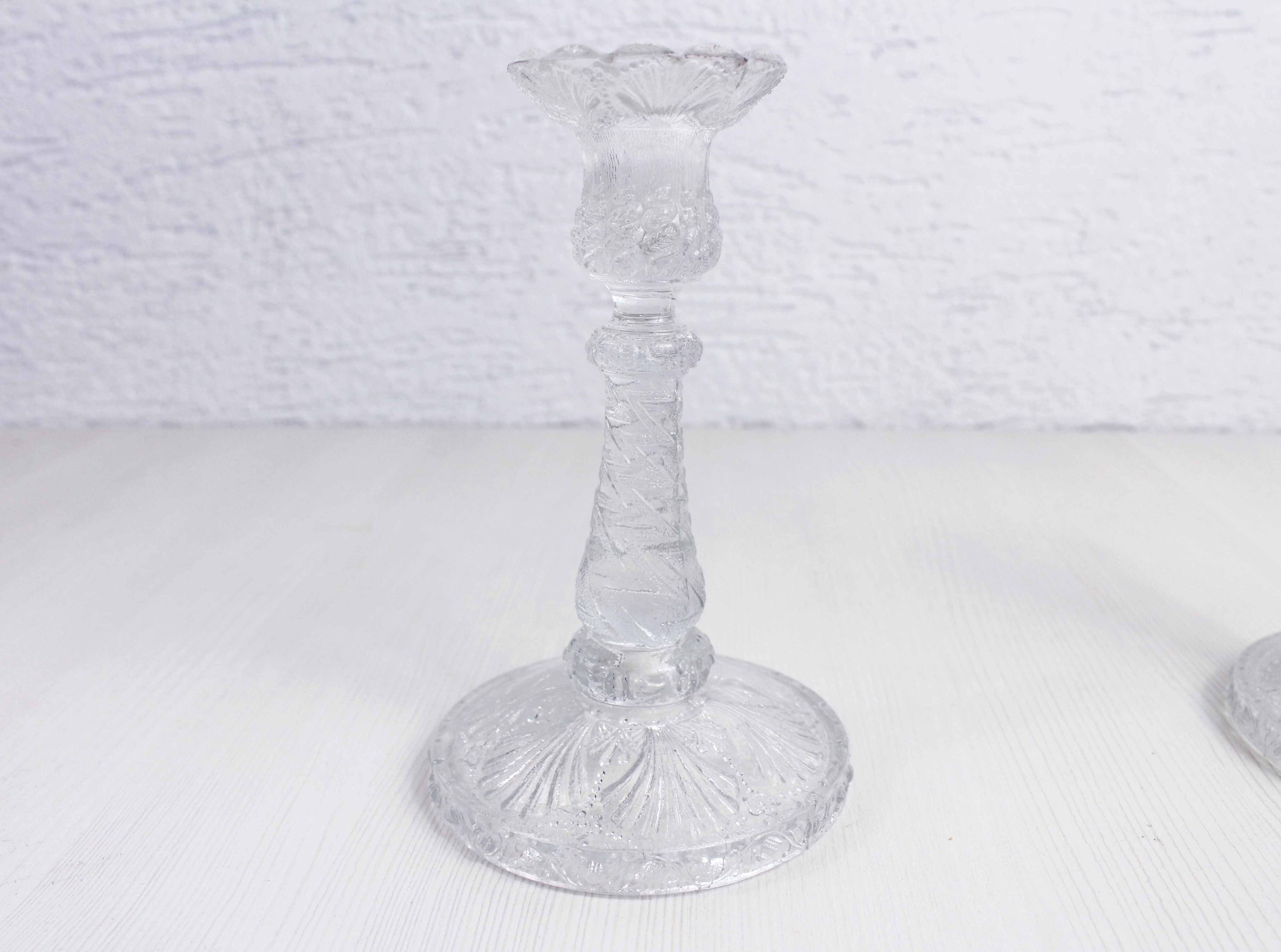 Pair of glass candlesticks