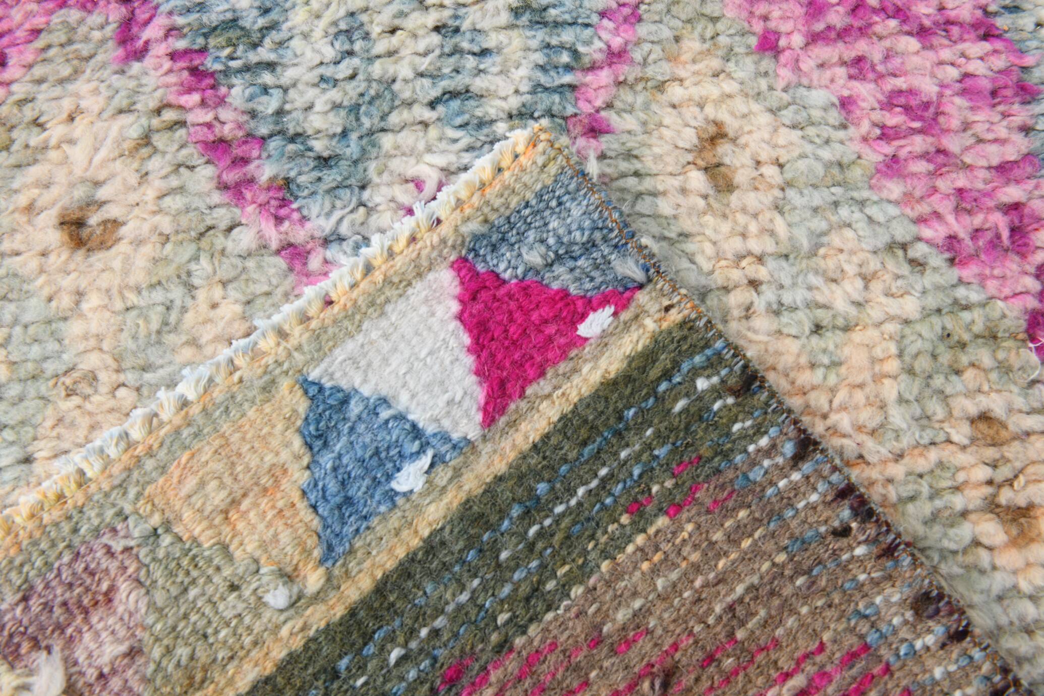Soft Multicoloe Oushak Runner Rug, 75x397Cm