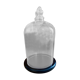 Large old glass bell and its wooden base