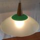 Scandinavian style pendant light in glass and wood - late 20th century