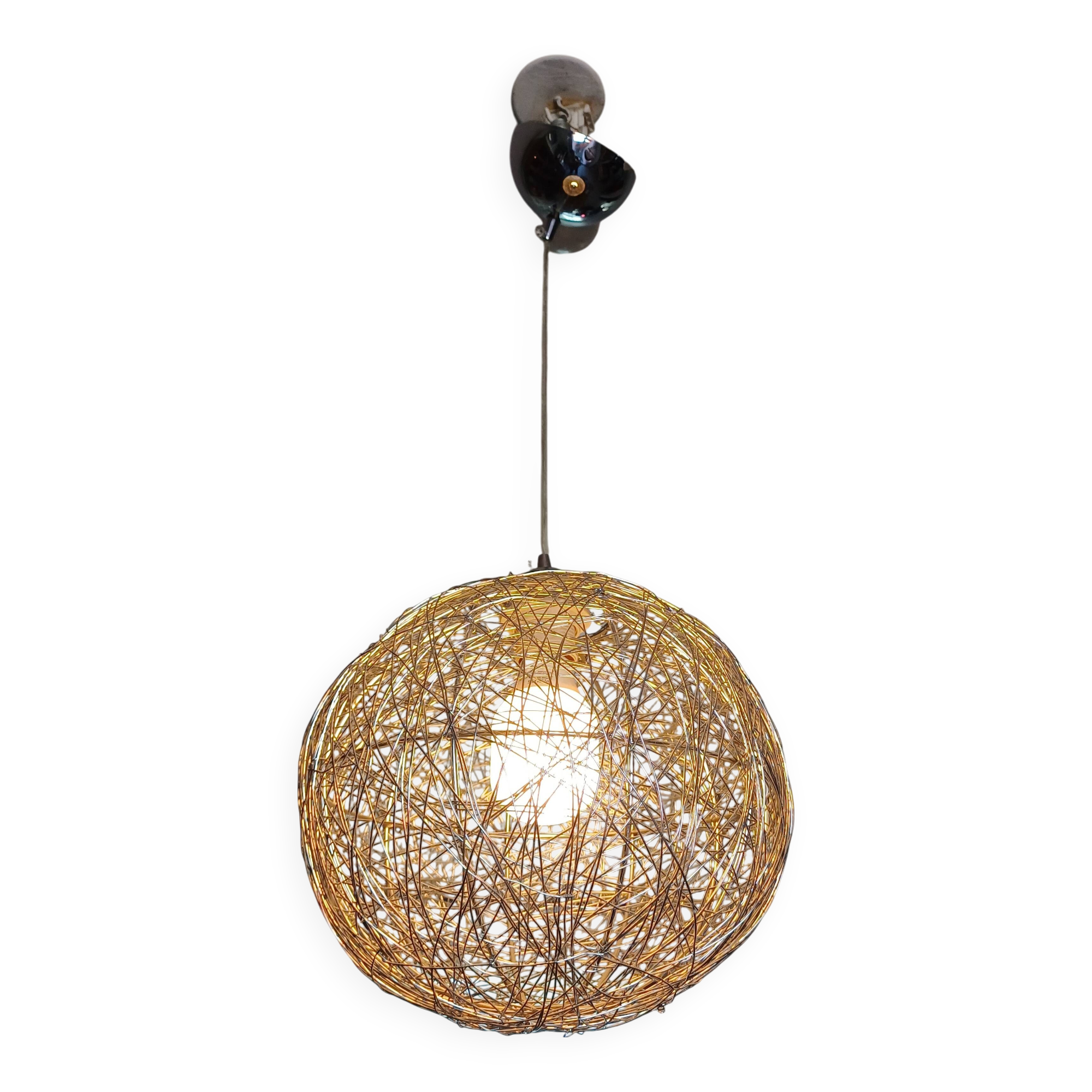 Vintage Twisted Silver Metal Pendant Light