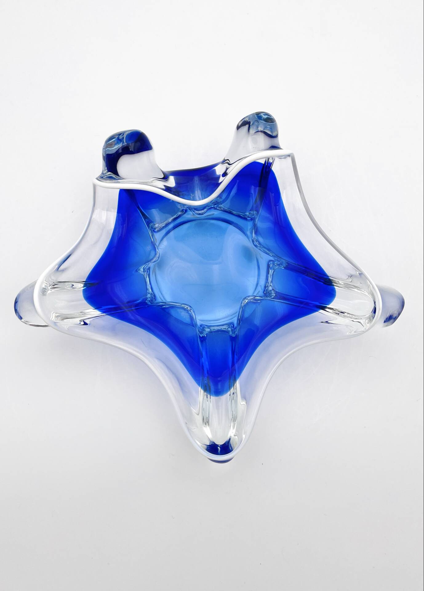 Cup Josef Hospodka Chribska Cristal Bleu Cobalt White Trim 24cm