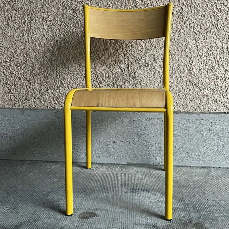 Chaise écolier vintage jaune