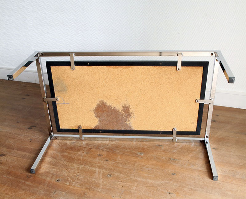 Sedim ceramic chromed vintage coffee table.