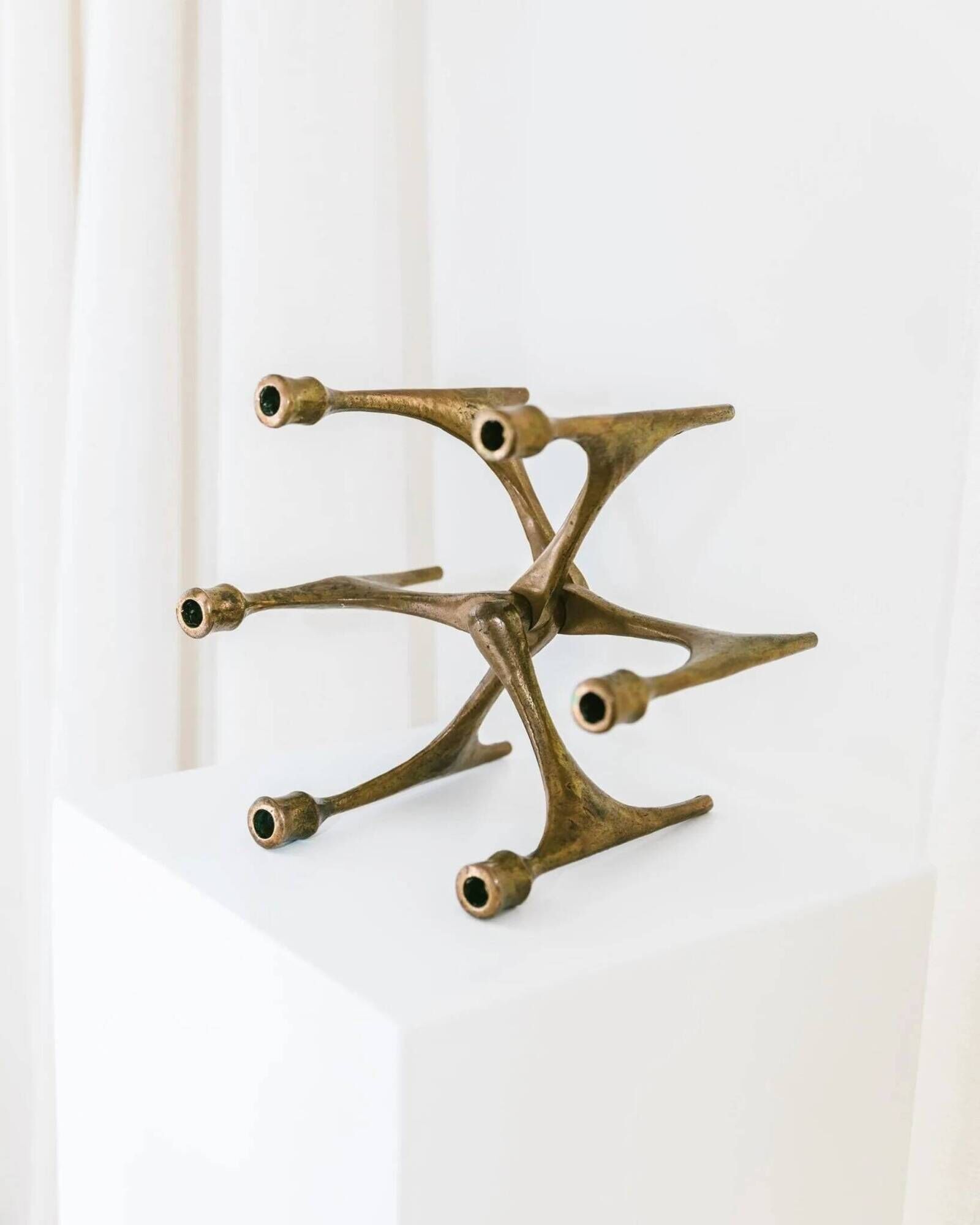 Doré Bronze Six-Arm Candleholder by Michael Harjes, Made in Germany, 1960s Mid-Century Modern