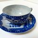 tea cup and Japanese saucer in blue and white porcelain