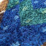 Abstract scandinavian multicolor high pile rya rug carpet, sweden, 1960s