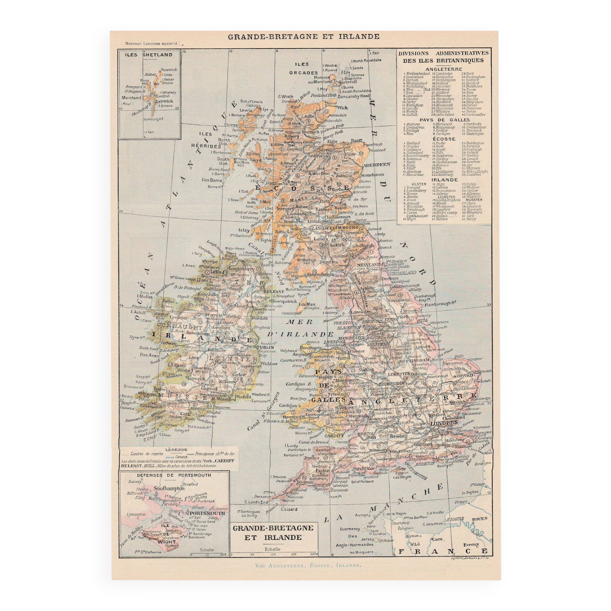 Old map Great Britain Ireland and Scotland 1897