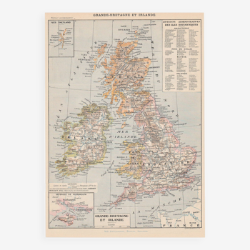 Carte ancienne Grande-Bretagne Irlande et Ecosse 1897