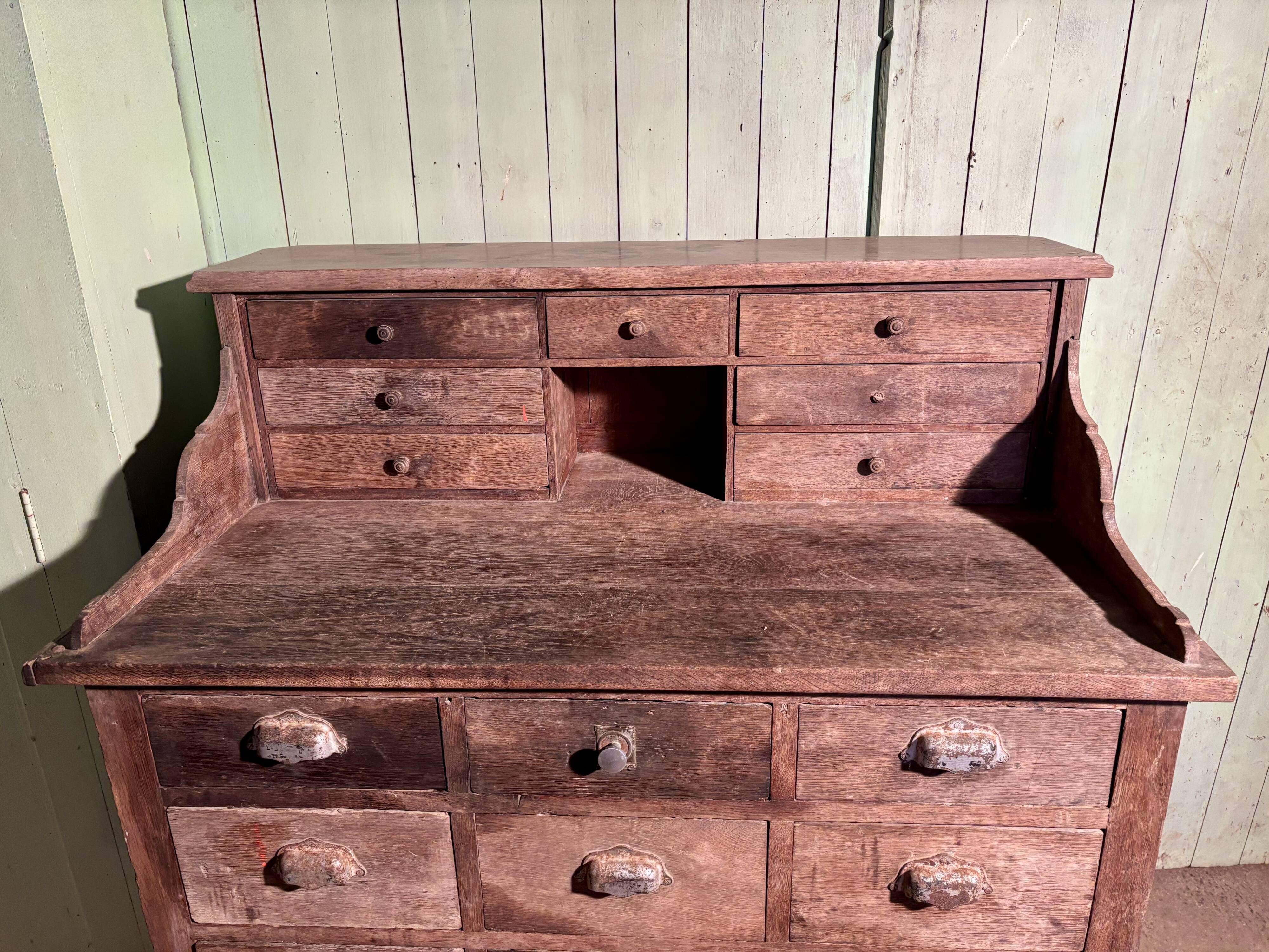 Antique solid wood workshop furniture with drawers