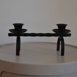 Brutalist candle holder in black iron